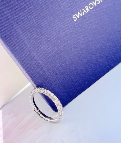 SWAROVSKI Dextera stone ring (White, Rhodium plated) - RINGS - Nhẫn tròn, pha lê trắng - JEWELRY