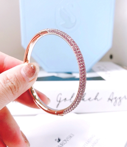 SWAROVSKI Stone bangle (Pink, Rose gold-tone finish) - Size S Oval 5.4x4.8cm - Vòng/lắc tay đá pha lê hồng - SWAROVSKI - JEWELRY