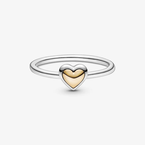 PANDORA Domed Golden Heart Ring (Silver Sterling, 14K Gold plated) - Nhẫn hình trái tim, bạc 925, trái tim mạ vàng 14k - JEWELRY