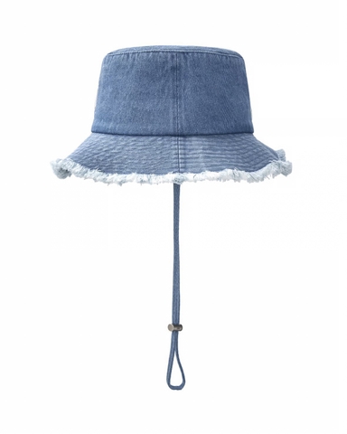 MŨ MLB Color Denim Safari Bucket Hat New York Yankees NY Blue - Mũ vành tròn, có dây thắt, màu xanh