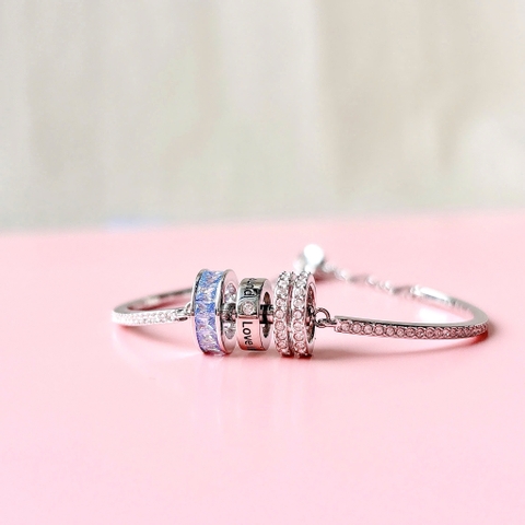 SWAROVSKI Connexus bracelet (Mixed cuts, `Love is around`, Blue, Rhodium) - Vòng, lắc tay, vòng tròn đính pha lê xanh, trắng - JEWELRY BRACELET