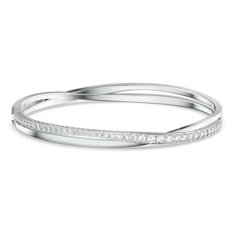 SWAROVSKI Twist bangle (White, Rhodium plated) - Vòng/lắc tay pha lê trắng - JEWELRY BRACELET