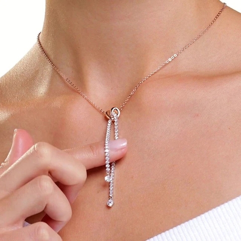 SWAROVSKI Lifelong Heart pendant Y (White, Rose gold-tone plated) - Dây cổ, dây chuyền HÌNH TIM PHỐI ĐÁ - SWAROVSKI - JEWELRY NECKLACE