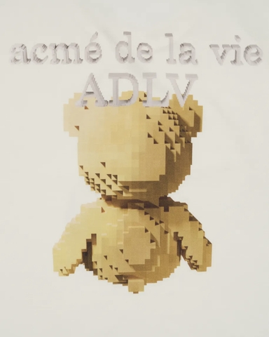 ÁO ADLV BLOCK BEAR CREAM T-SHIRT - Áo thun cổ tròn tay lỡ, hình gấu, màu kem