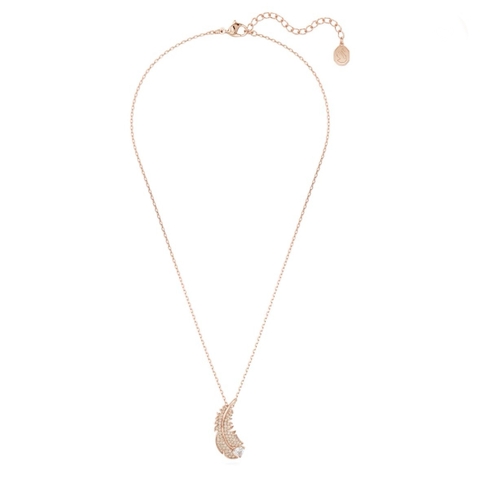SWAROVSKI Nice pendant (Feather, White, Rose gold-tone plated) - Dây cổ, dây chuyền lông vũ hồng vàng - SWAROVSKI - JEWELRY NECKLACE