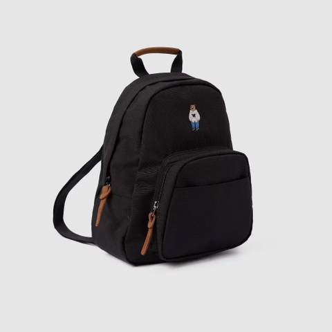 CHÍNH HÃNG - WHOAU Steve Bear Basic Backpack Black - Balo, cặp màu đen