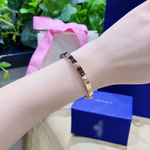 SWAROVSKI Dextera bangle (White, Rose gold-tone finish) - Vòng, lắc tay cứng màu vàng hồng - JEWELRY BRACELET