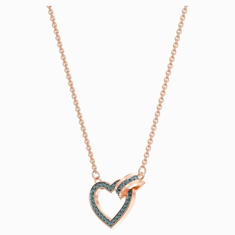 SWAROVSKI Lovely necklace (Heart, Grey, Rose gold-tone plated) - Dây cổ, dây chuyền HÌNH TIM PHỐI ĐÁ - SWAROVSKI - JEWELRY NECKLACE