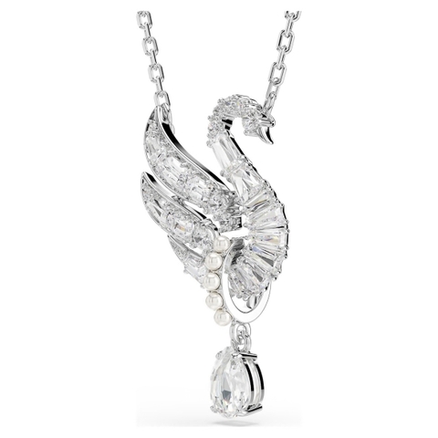 SWAROVSKI Swan pendant (Swan, White, Rhodium plated) - Dây cổ, chuyền thiên nga, pha lê trắng - JEWELRY NECKLACE