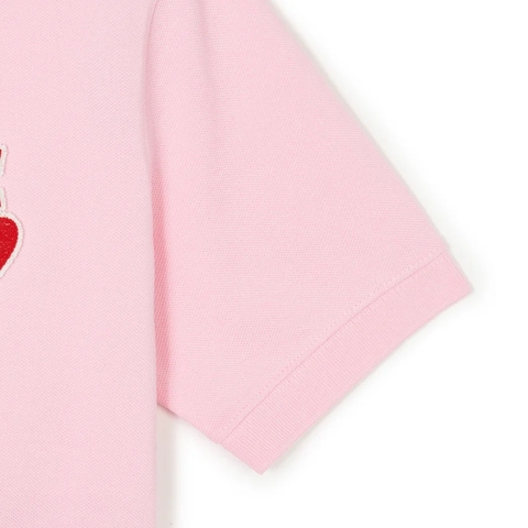Áo MLB Polo Crop Heart C Logo Shirt Pink