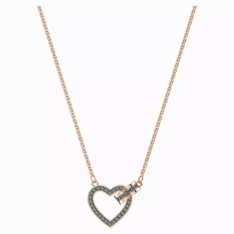 SWAROVSKI Lovely necklace (Heart, Grey, Rose gold-tone plated) - Dây cổ, dây chuyền HÌNH TIM PHỐI ĐÁ - SWAROVSKI - JEWELRY NECKLACE