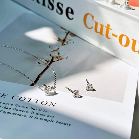 SWAROVSKI Attract set (Heart, White, Rhodium plated) - EARRINGS & NECKLACE - Khuyên tai + dây cổ hình tim - SWAROVSKI - JEWELRY