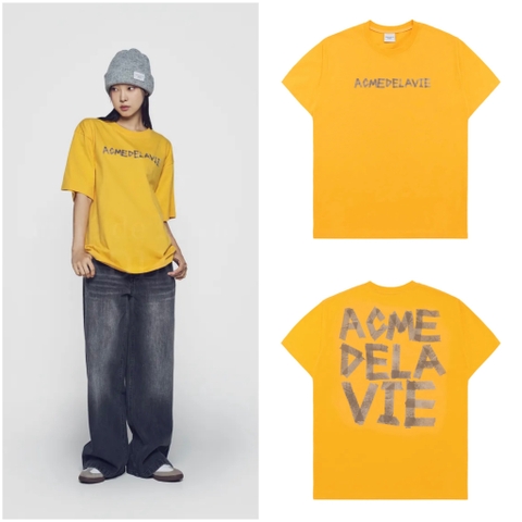 ÁO ADLV TAPE TYPOGRAPHIC YELLOW T-SHIRT - ÁO THUN CỔ TRÒN TAY LỠ MÀU VÀNG
