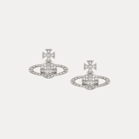 VIVIENNE WESTWOOD Mayfair Bas Relief Earrings - Khuyên tai hình quả cầu hai chiều, phối đá pha lê trắng - JEWELRY EARRINGS
