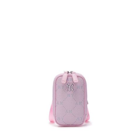 Túi MLB Diamond Monogram Phone Pouch New York Yankees Pink crossbody bag - TÚI ĐEO CHÉO MÀU HỒNG