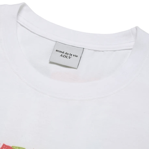 ÁO ADLV CRAYON DRAWING WHITR T-SHIRT - Áo thun cổ tròn tay lỡ, màu trắng