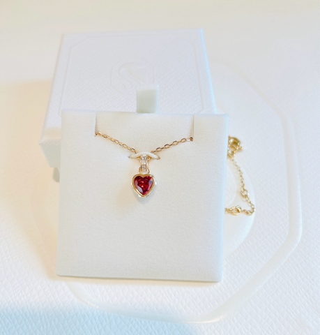 SWAROVSKI Stilla pendant (Heart, Red, Gold-tone plated) - Dây cổ, dây chuyền hình tim màu đỏ hồng - SWAROVSKI - JEWELRY NECKLACE