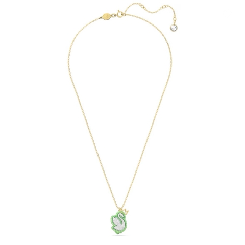 SWAROVSKI Swan pendant (Green, Gold-tone plated) - Dây cổ, dây chuyền thiên nga, pha lê xanh - JEWELRY NECKLACE