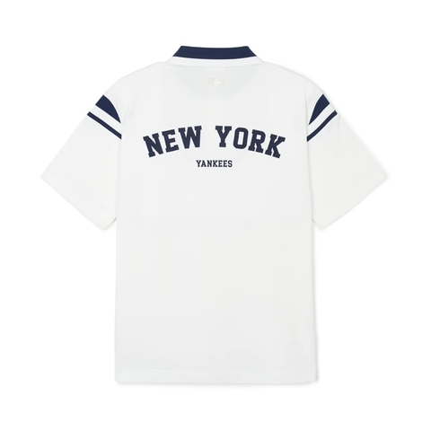 Áo MLB Varsity shoulder color overfit collar polo shirt New York Yankees WHITE