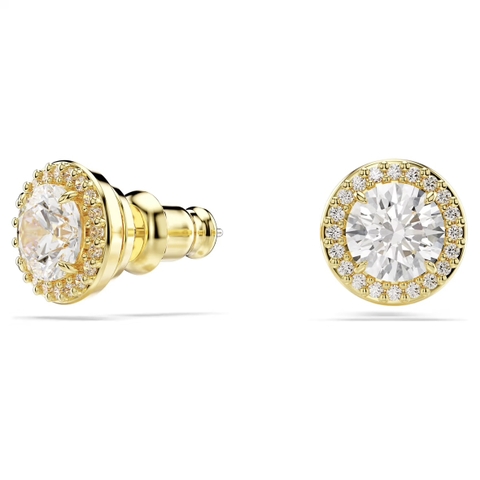 SWAROVSKI Una Angelic stud earrings (Round cut, Gold-tone plated) - Khuyên tai, pha lê tròn, màu vàng - JEWERY