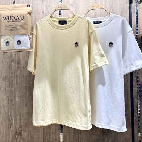 WHOAU T-SHIRT (SET 2 Áo - Yellow + White - Trắng và Vàng) (mặt sau trơn)