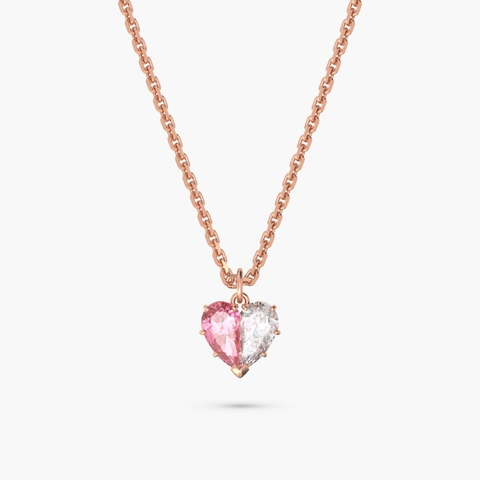 SWAROVSKI Gema Heart necklace (Heart, Pink, Rose gold-tone plated) - Dây cổ, dây chuyền tim ghép trắng và hồng - SWAROVSKI - JEWELRY NECKLACE