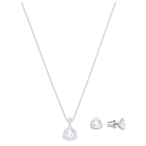 SWAROVSKI Begin set (Trilliant cut, White, Rhodium plated) - EARRINGS & NECKLACE - Khuyên tai + dây cổ - JEWELRY