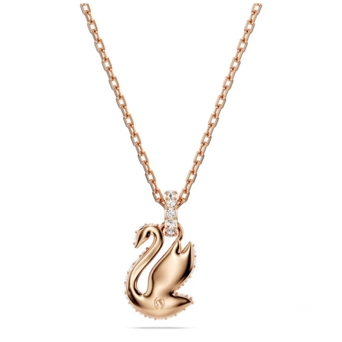 SWAROVSKI Swan pendant (Swan, Small, Black, Rose gold-tone plated) - Dây cổ, dây chuyền thiên nga đen - JEWELRY NECKLACE