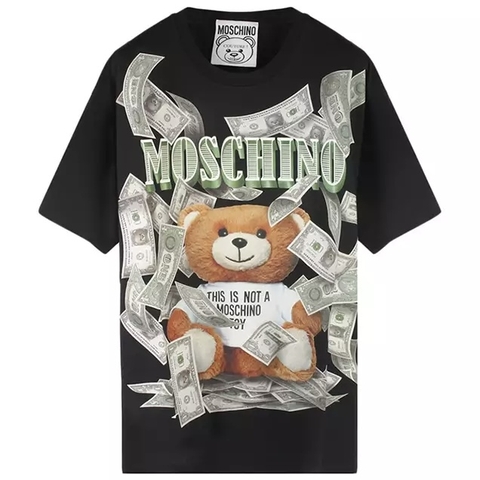 ÁO MOSCHINO DOLLAR TEDDY BEAR BLACK T-SHIRT