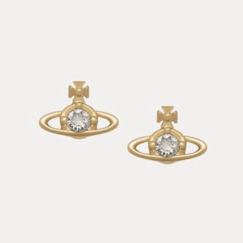 CHÍNH HÃNG - VIVIENNE WESTWOOD Nano Solitaire (Gold-shade) Earrings - Khuyên, hoa tai đá pha lê - JEWELRY