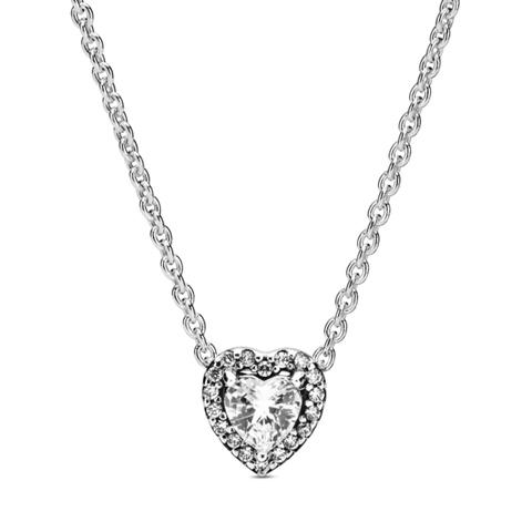 PANDORA Elevated Heart necklace (Sterling, White Zirconia) - Dây cổ, chuyền bạc 925, đá CZ trắng, hình trái tim - JEWELRY NECKLACE