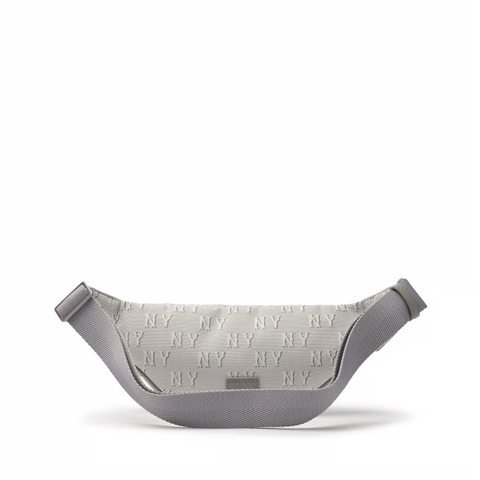 MLB Jacquard Monogram Charcoal Grey hip sack bag - Túi đeo hông, túi bao tử màu xám trắng