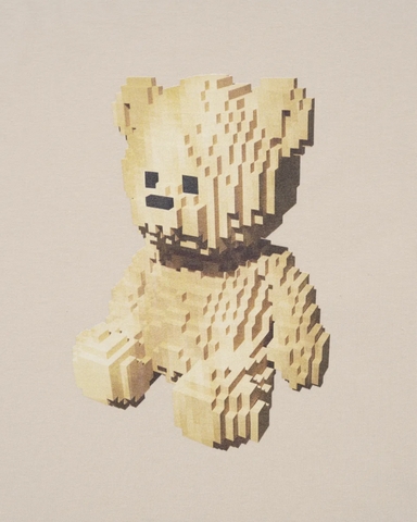 ÁO ADLV BLOCK BEAR BEIGE T-SHIRT - Áo thun cổ tròn tay lỡ, hình gấu, màu be
