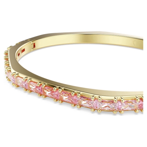 CHÍNH HÃNG - SWAROVSKI Matrix bangle (Baguette cut, Octagon shape, Pink, Gold-tone plated) - Vòng, lắc tay, pha lê hồng - JEWELRY BRACELET