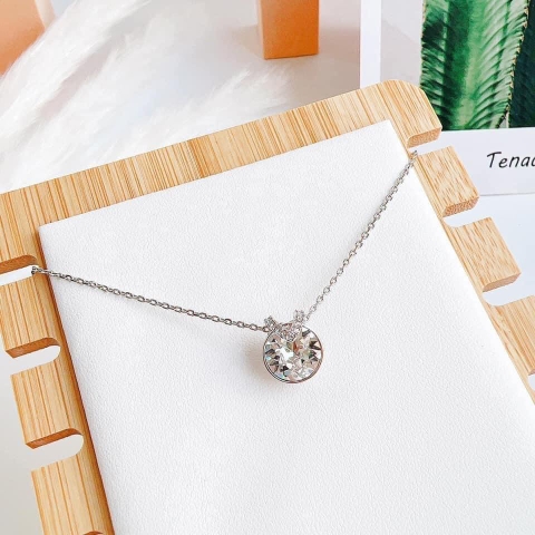 SWAROVSKI Bella V pendant (Round cut, White, Rhodium plated) - (tách set) Dây cổ, dây chuyền pha lê trắng - JEWELRY NECKLACE