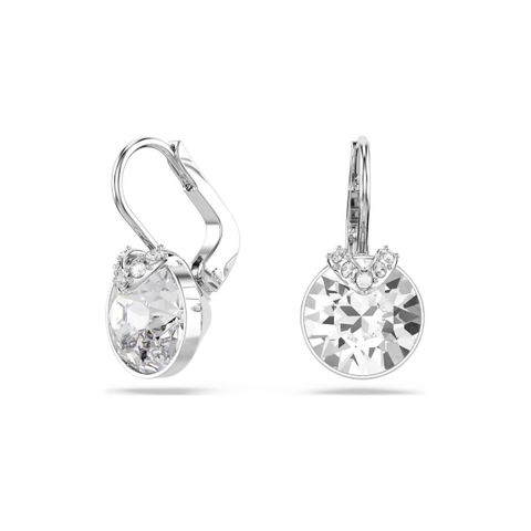 CHÍNH HÃNG - SWAROVSKI Bella V drop earrings (Round cut, White, Rhodium plated) - Khuyên tai, đính pha lê trắng - JEWERY