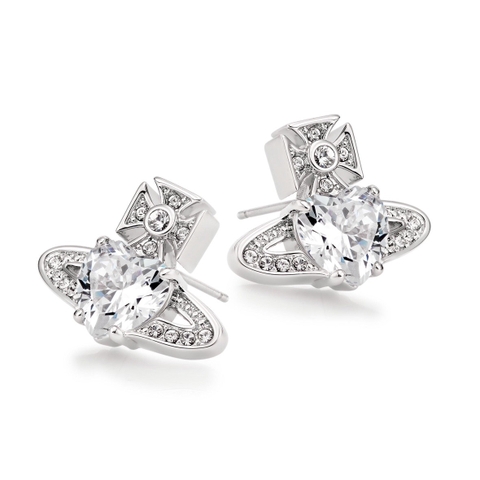 CHÍNH HÃNG - VIVIENNE WESTWOOD Ariella Earrings - Khuyên, hoa tai đính đá pha lê hình trái tim - JEWELRY