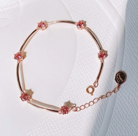 SWAROVSKI Constella bangle (Round cut, Pink, Rose gold-tone plated) - Vòng, lắc tay pha lê hồng