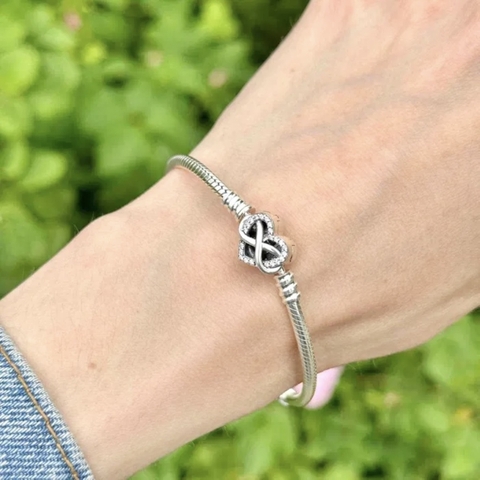 PANDORA Moments Snake Chain Bracelet (Infinity Heart Clasp, Silver Sterling) - Vòng/lắc tay bạc 925, khoá tim vô cực, dáng mềm - JEWELRY BRACELET