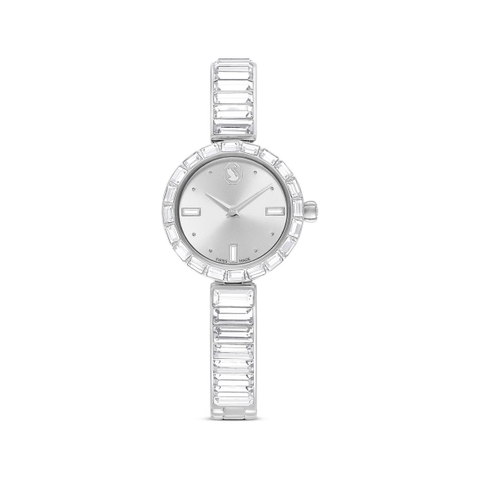 SWAROVSKI Matrix Bangle watch (Swiss Made, Crystal bracelet, White silver) - Đồng hồ, mặt tròn, dây kim loại, đính đá pha lê màu trắng - JEWELRY