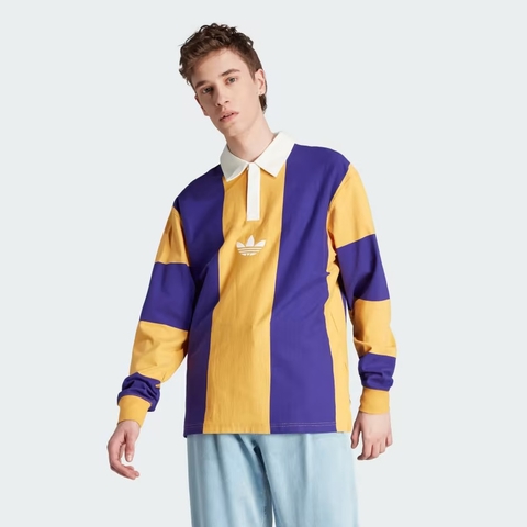 ÁO ADIDAS POLO LONG SLEEVE / SWEATSHIRT - PURPLE YELLOW - ÁO CÓ CỔ TAY DÀI SỌC TÍM VÀNG