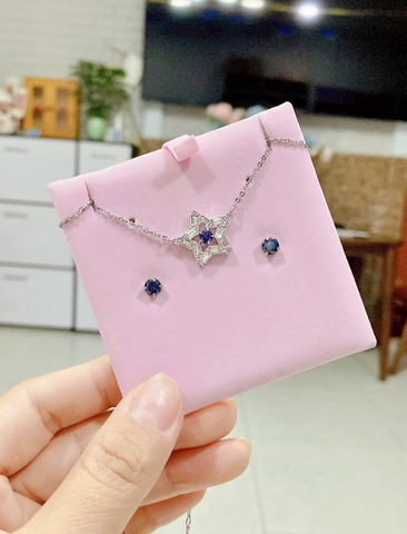 SWAROVSKI Stella set (Mixed cuts, Star, Blue, Rhodium plated) - EARRINGS & NECKLACE - Khuyên tai + dây cổ hình sao - SWAROVSKI - JEWELRY