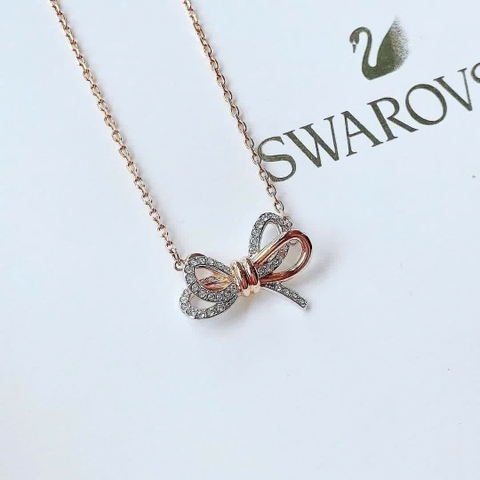 SWAROVSKI Lifelong Bow pendant (White, Mixed metal finish) - Dây cổ, dây chuyền hình nơ - JEWELRY NECKLACE