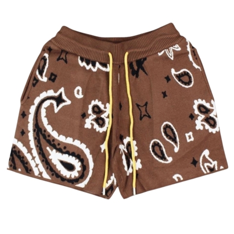 QUẦN MNML PAISLEY KNIT SHORTS BROWN - QUẦN NGẮN MÀU NÂU HOẠ TIẾT