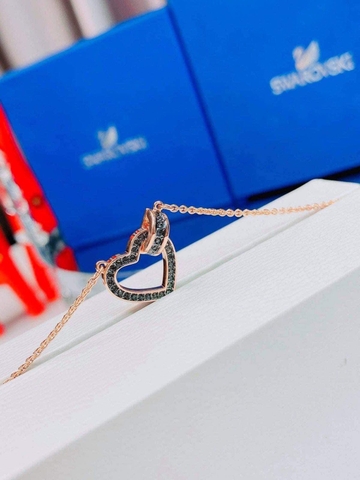 SWAROVSKI Lovely necklace (Heart, Grey, Rose gold-tone plated) - Dây cổ, dây chuyền HÌNH TIM PHỐI ĐÁ - SWAROVSKI - JEWELRY NECKLACE