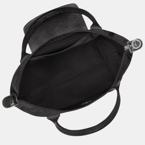 SMALL SIZE - TÚI LONGCHAMP LE PLIAGE NOIR GREEN S HAND BAG - BLACK - Túi xách màu đen, quai nắp đen
