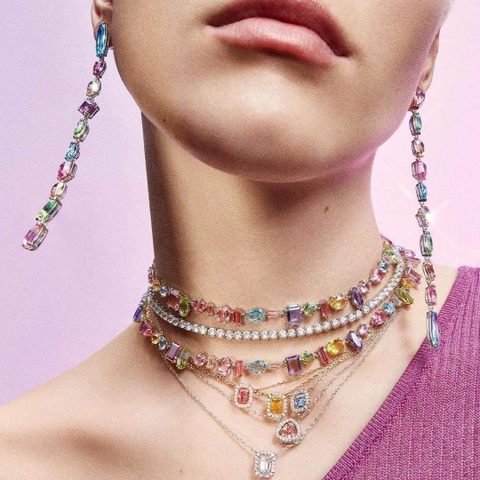 SWAROVSKI Gema necklace (Mixed cuts, Multicolored, Rhodium plated) -  Dây cổ, dây chuyền SWAROVSKI - JEWELRY NECKLACE