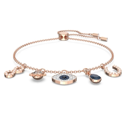 SWAROVSKI Symbolica bracelet (Infinity, evil eye & horseshoe, Blue, Rose gold-tone plated) - Vòng/lắc tay hình các biểu tượng - JEWELRY