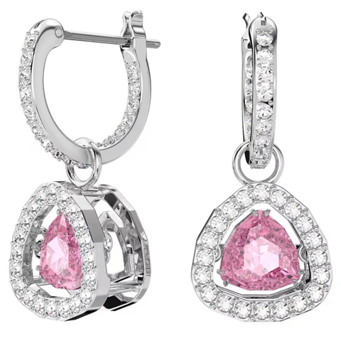 SWAROVSKI Una set (Trilliant cut, Pink, Rhodium plated) - EARRINGS & NECKLACE - Khuyên tai + dây cổ, pha lê hồng chuyển động - JEWELRY