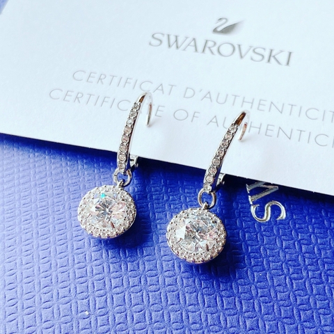 SWAROVSKI Angelic drop earrings (Round cut,, White, Rhodium plated) - Khuyên tai pha lê trắng - JEWELRY